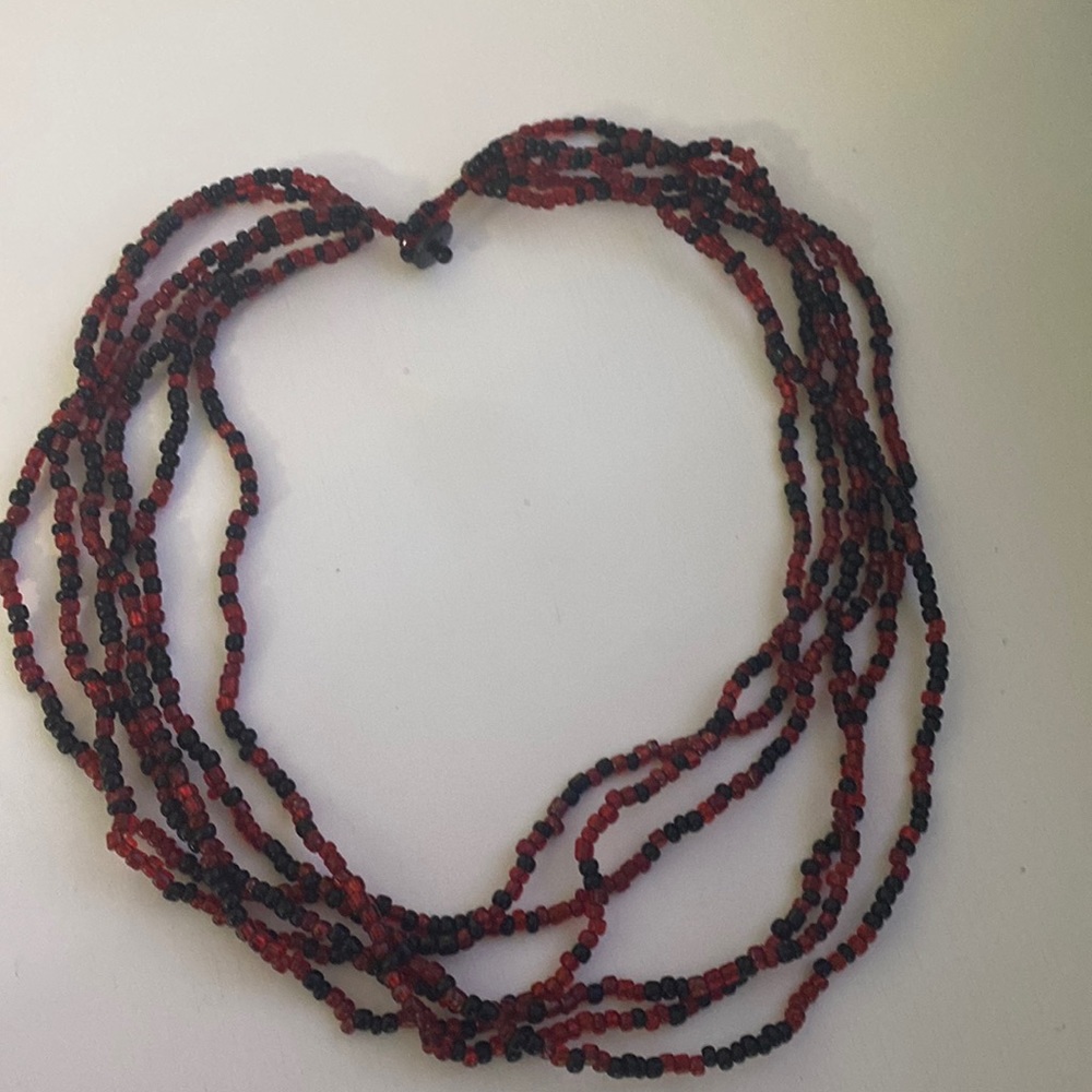 Black and red bead necklace